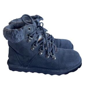 BearPaw Women’s Blue Winter Boots Suede Wool Sheepskin Size 6